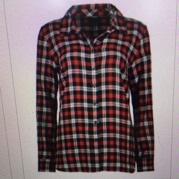 NWOT Talbots Red Plaid Cotton Shirt SZ=M - Picture 1 of 5